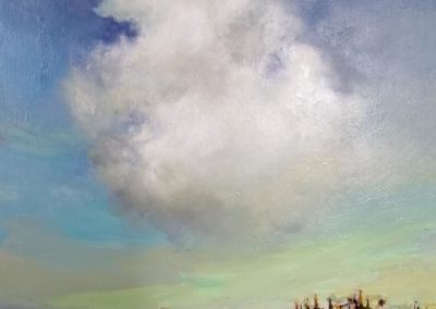 как рисовать облако и небо мастихином